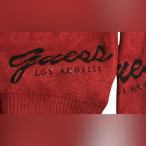 Guess Women's Bold Red Logo Sweater with mini rhinestone embellishment - Picture 10 of 10
